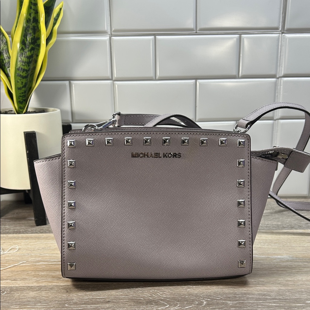 Michael Kors Gray Crossbody Bag With Studs